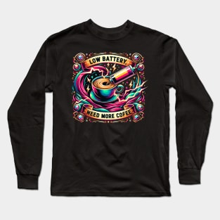 exclusive 'Low battery, need more coffee' design Long Sleeve T-Shirt